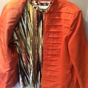 Tan Jay suede-like orange jacket/blazer with  bonus coordinating Tee